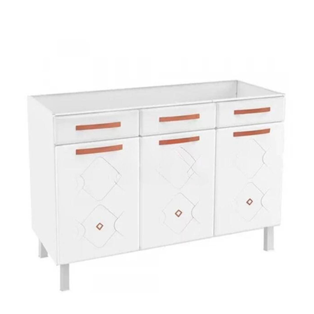 Balcão Pia Telasul Triplo Frente Falsa New Mirage Branco