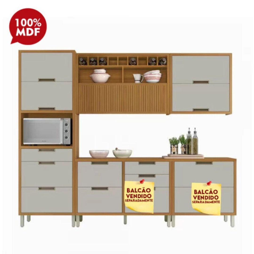 Kit Cozinha Imperatriz Nesher Off White/Nature