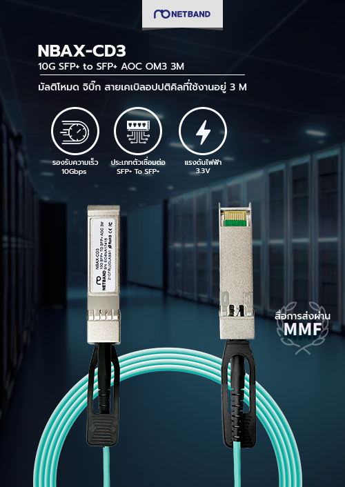 NBAX-CD3 / 10G SFP+ to SFP+ AOC OM3 3M