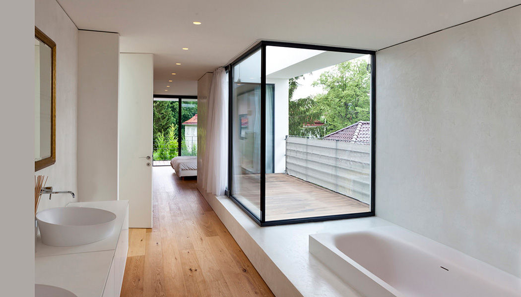 Haus in Wien, Offenes Schlafzimmer mit Loggia