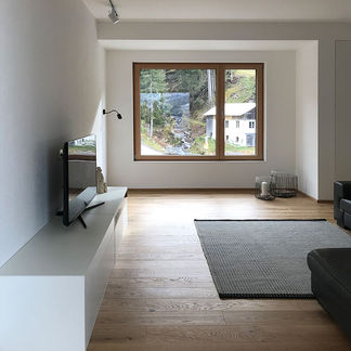 Aufstockung in Tobadill, Wohnzimmer mit Aussicht