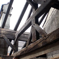 Umbau, Holzbalken in der Bauphase