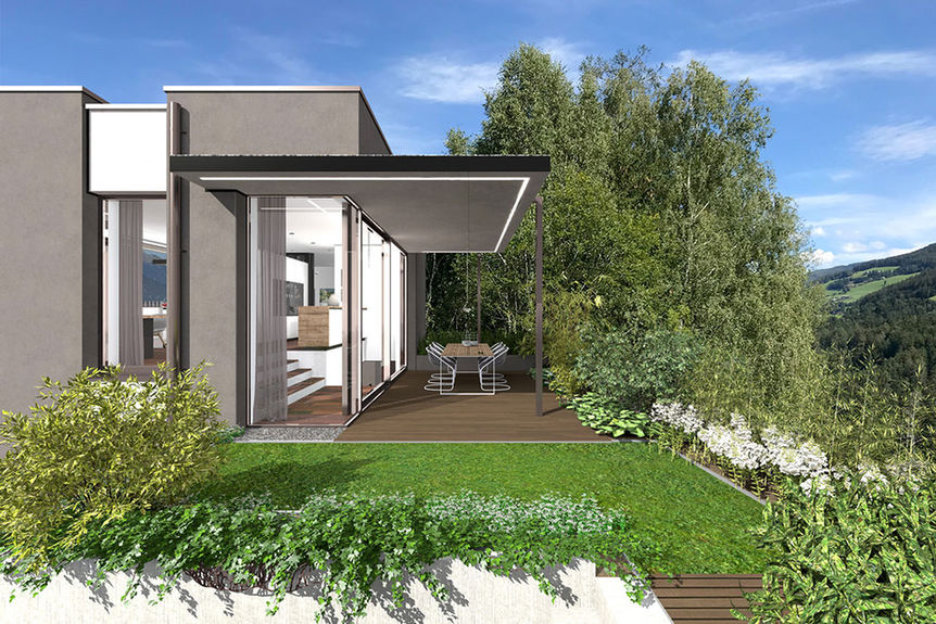 Haus in Gasteig, Terrasse und Garten im Süden