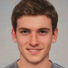 A teenage boy. Caucasian, brown hair, blue eyes