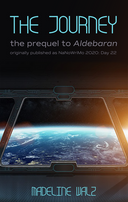 A view from space of a watery planet, as seen through a floor-to-ceiling window in an alien spaceship.