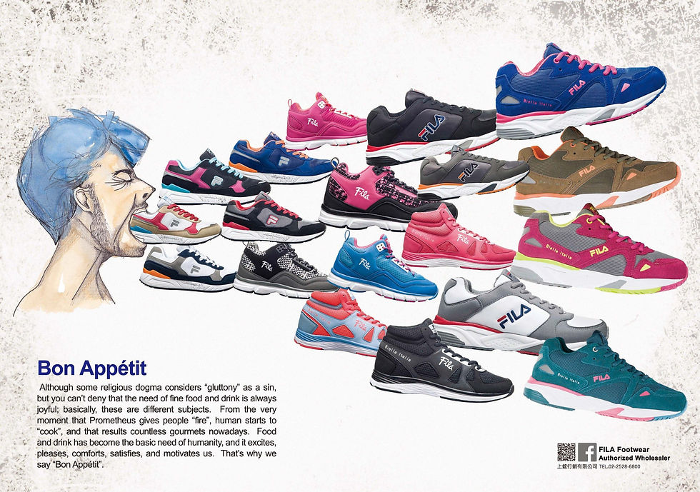 FILA Footwear, 型錄設計, 運動, 美食, 貪吃, 普羅米修斯, 烹飪