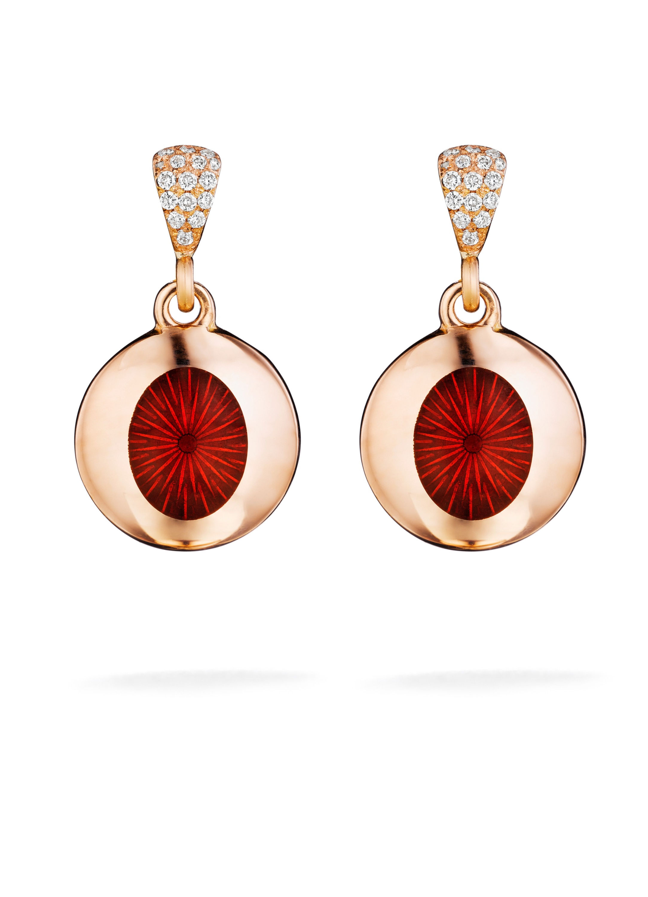 Ellipse Ruby Diamond Drop Earrings