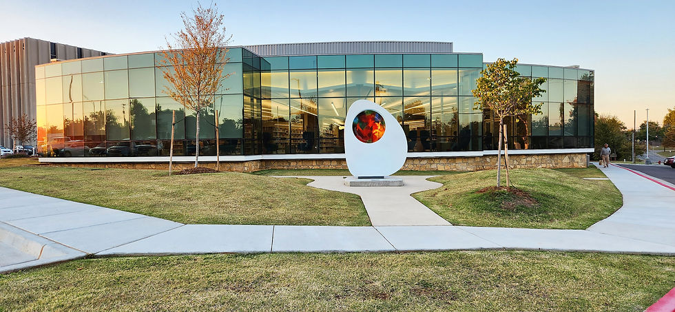 Illuminated Public Art sculpture Nourish: a powerful reminder of the potential contained within a single seed and the transformative power of the library.