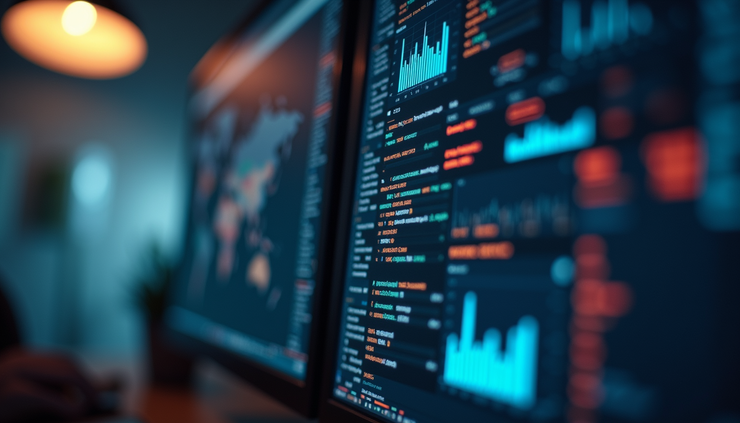 Plano detalle de pantalla con software de detección de deepfakes activado