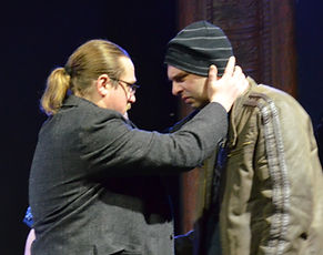 John R Smith Jnr as Harding and Geoffrey Gilbert as McMurphy in One Flew Over the Cuckoo's Nest