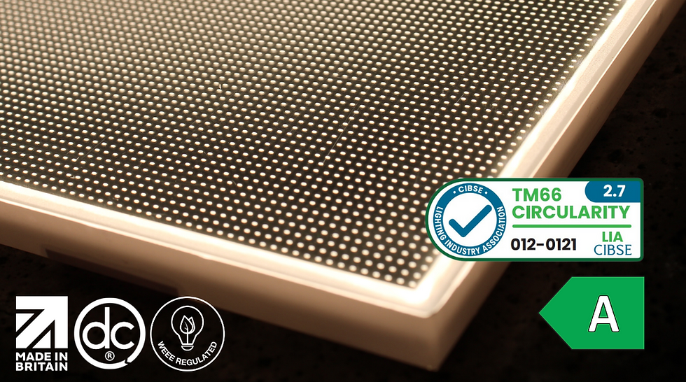 Applelec Projects LED Light Sheet achieving TM66 score 2.7 — sustainable UK-manufactured backlighting panel tailored for architects and specifiers