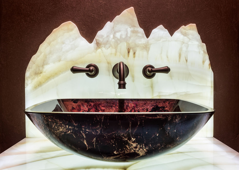 Auragami backlit powder room solid surface