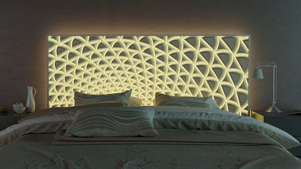 Illuminated patterned headboard - bedroom design