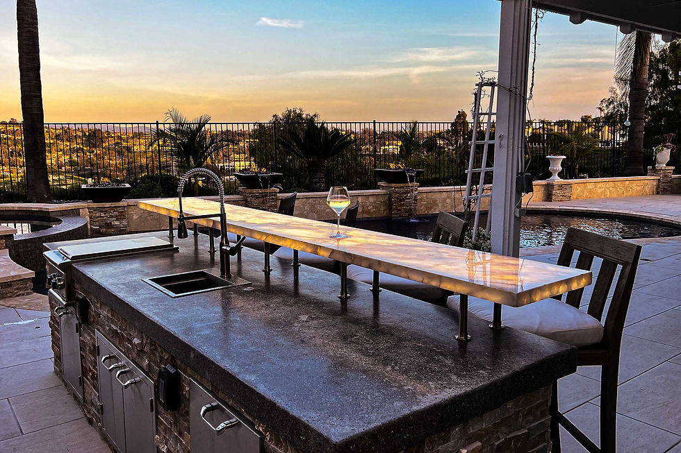 Solid surface illuminated outdoor bar