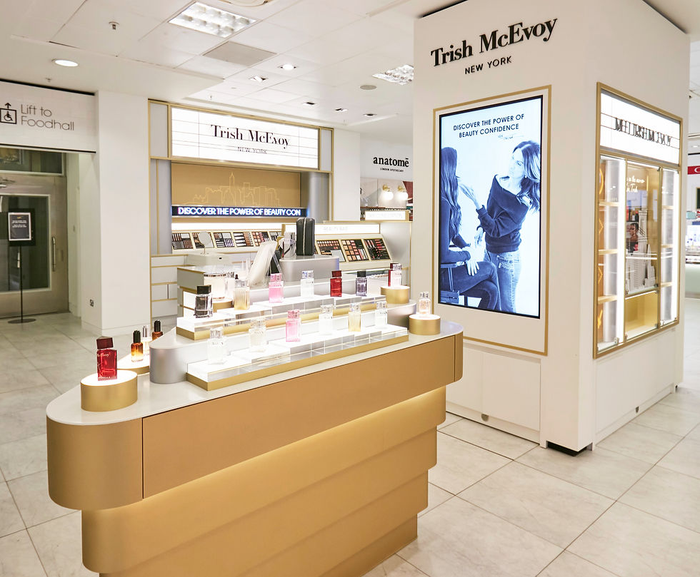 Applelec Projects billboard style lightbox with matte black acrylic lettering for Trish McEvoy retail fit-out