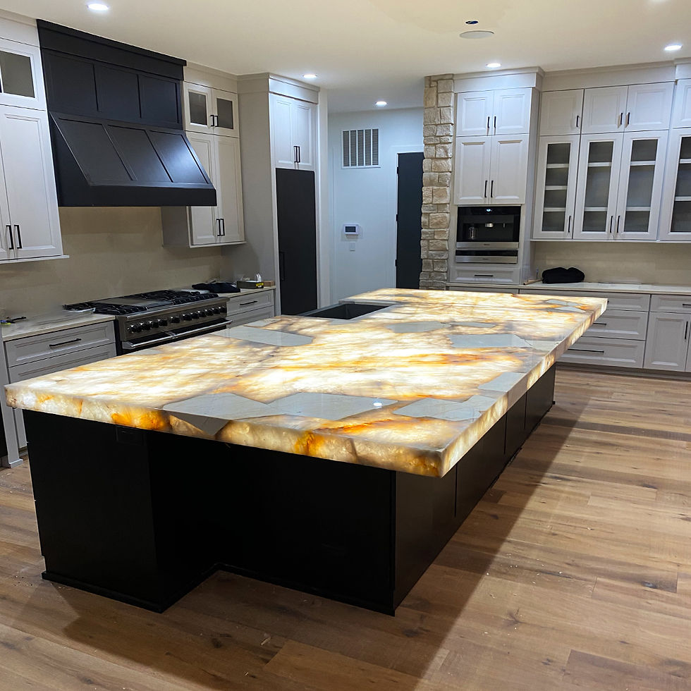 Auragami illuminated kitchen island - available from Applelec Lighting