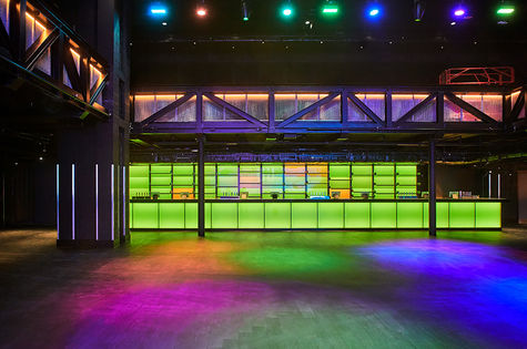 RGB colour-changing bar lighting using Applelec LED Light Sheet at Outernet London