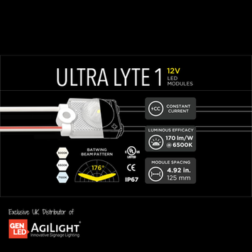 AgiLight Ultra Lyte 1 LED module for efficient signage illumination