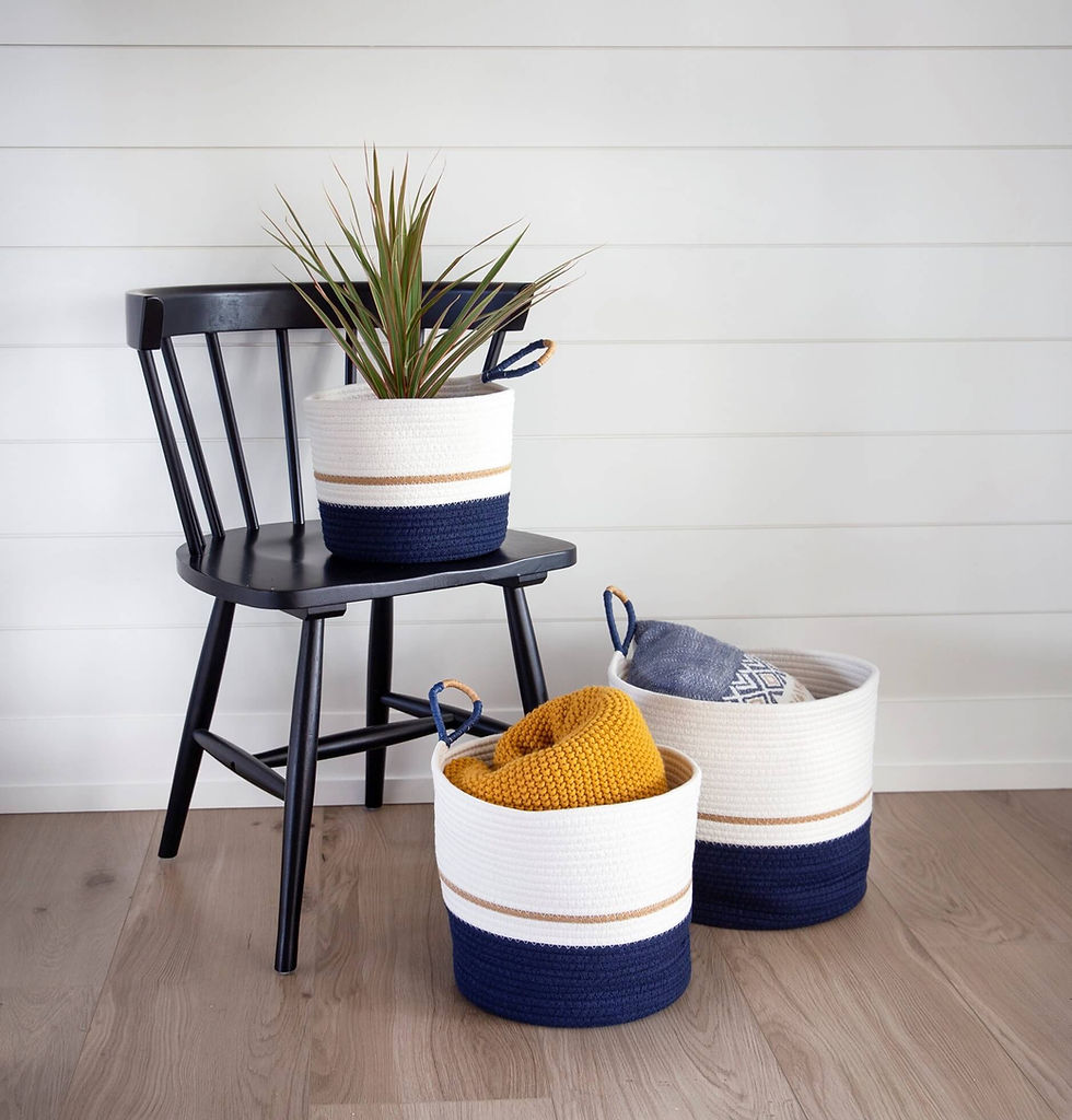 Thumbnail: 6126/1-3 S/3 ROUND NAVY WHITE STORAGE