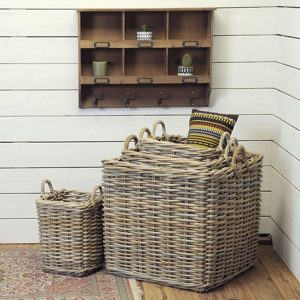 Thumbnail: 7074/1-4 SQUARE GREY STORAGE BASKET S/4