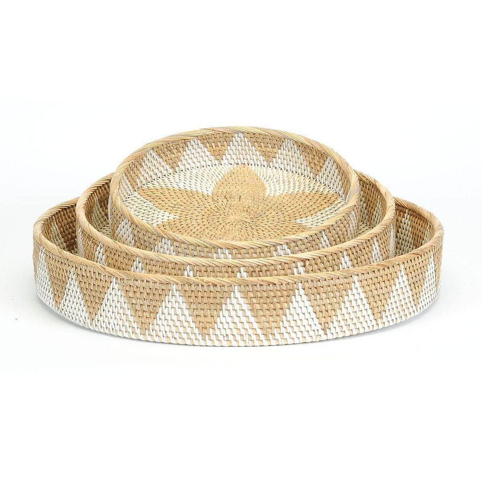 Thumbnail: S/3 ROUND HAPAO RATTAN TRAYS WITH STAR DESIGN