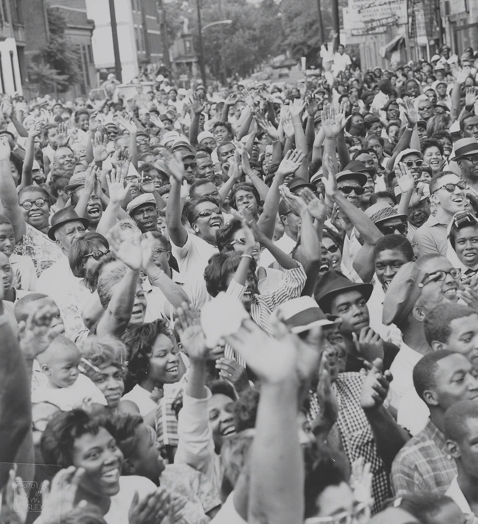 Above images from top: Coreen Simpson, 'Self-Portrait' 1978; 'View of the Crowd as Dr. Martin Luther King Jr. Addresses Civil Rights Demonstrators at 40th Street and Lancaster Avenue, Philadelphia, August 3. 1985', by John W. Mosley