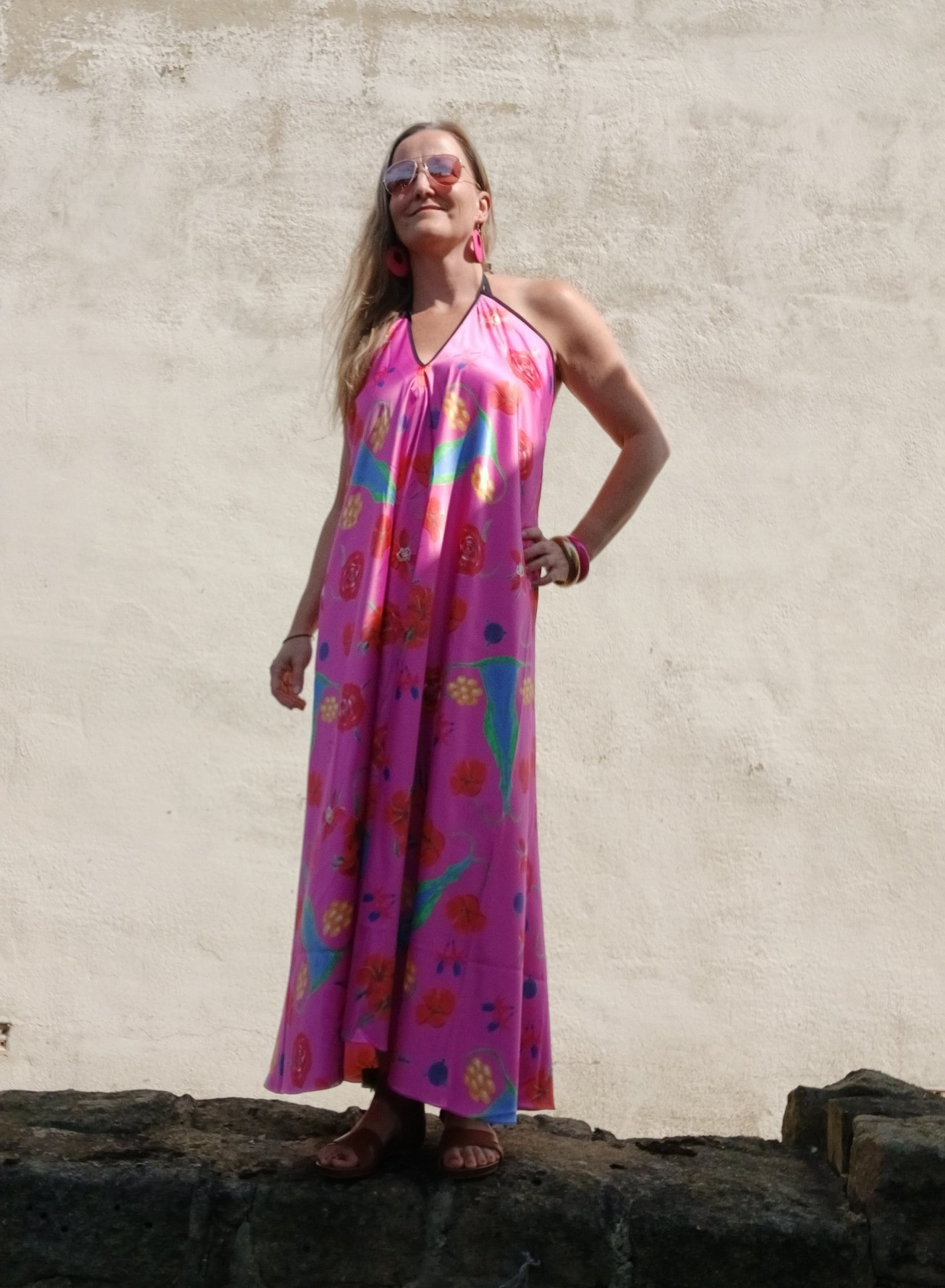 Silent Killer 100% Silk Satin Halter Neck Dress