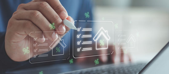 mortgage professional reviewing applicant data for house