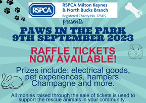 Raffle Tickets Available NOW!! Paws in the Park - 9th September 2023