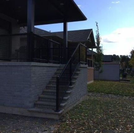 Side view of railing with stairs