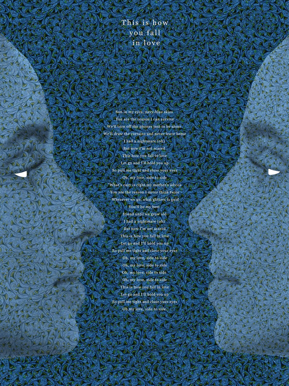 Poster with song lyrics for "This is how you fall in love"