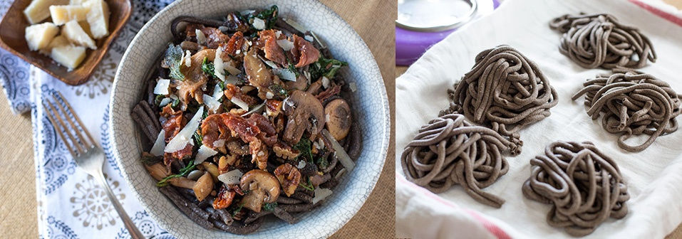 Celebrating Fall Flavors: Buckwheat Bucatini w/ Truffled Wild Mushroom Sauce