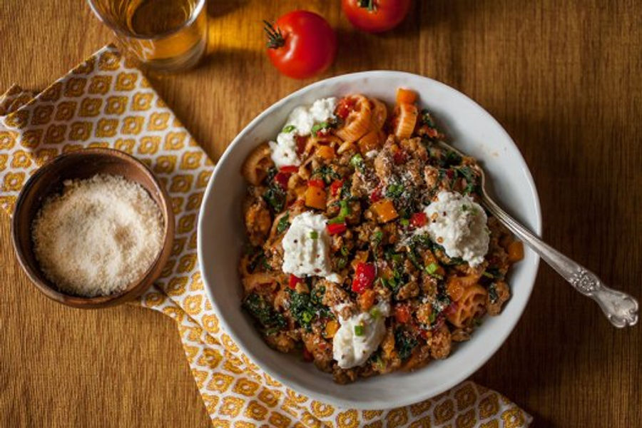 Sausage Pepper Spinach Pasta