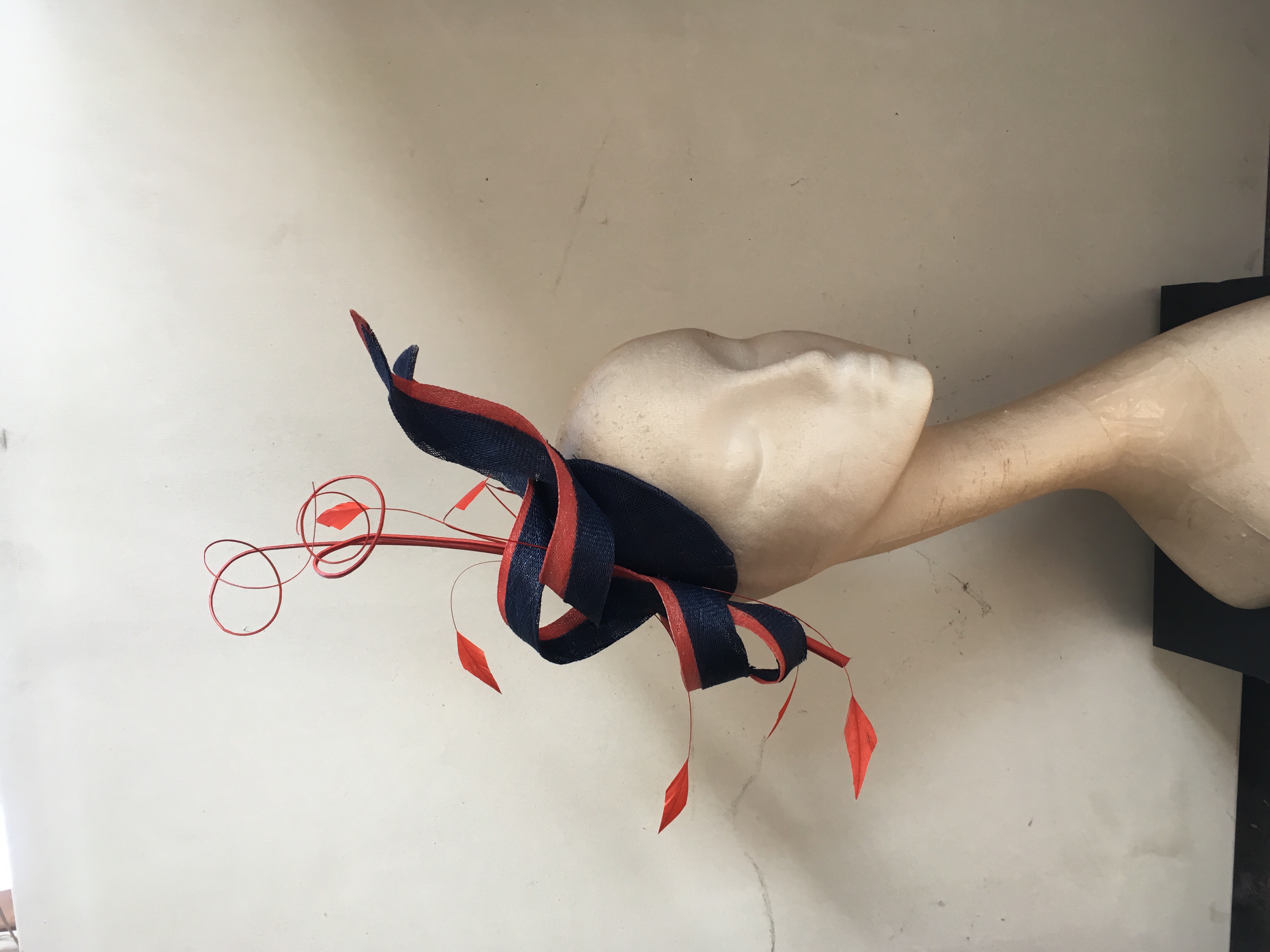 Navy Orange Fascinator