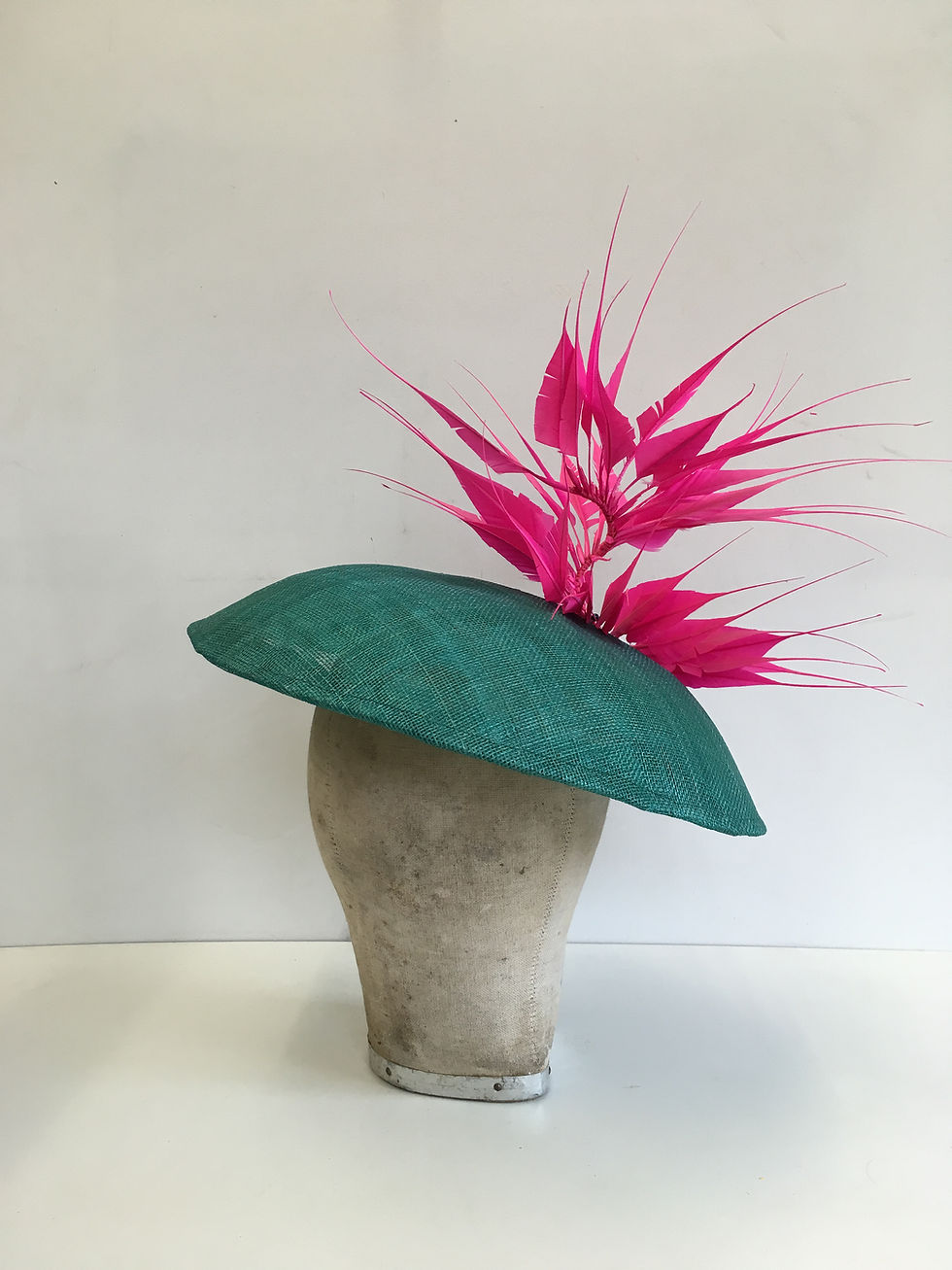 Thumbnail: Jade Green and Bright Pink Feathers Dior-esque Saucer
