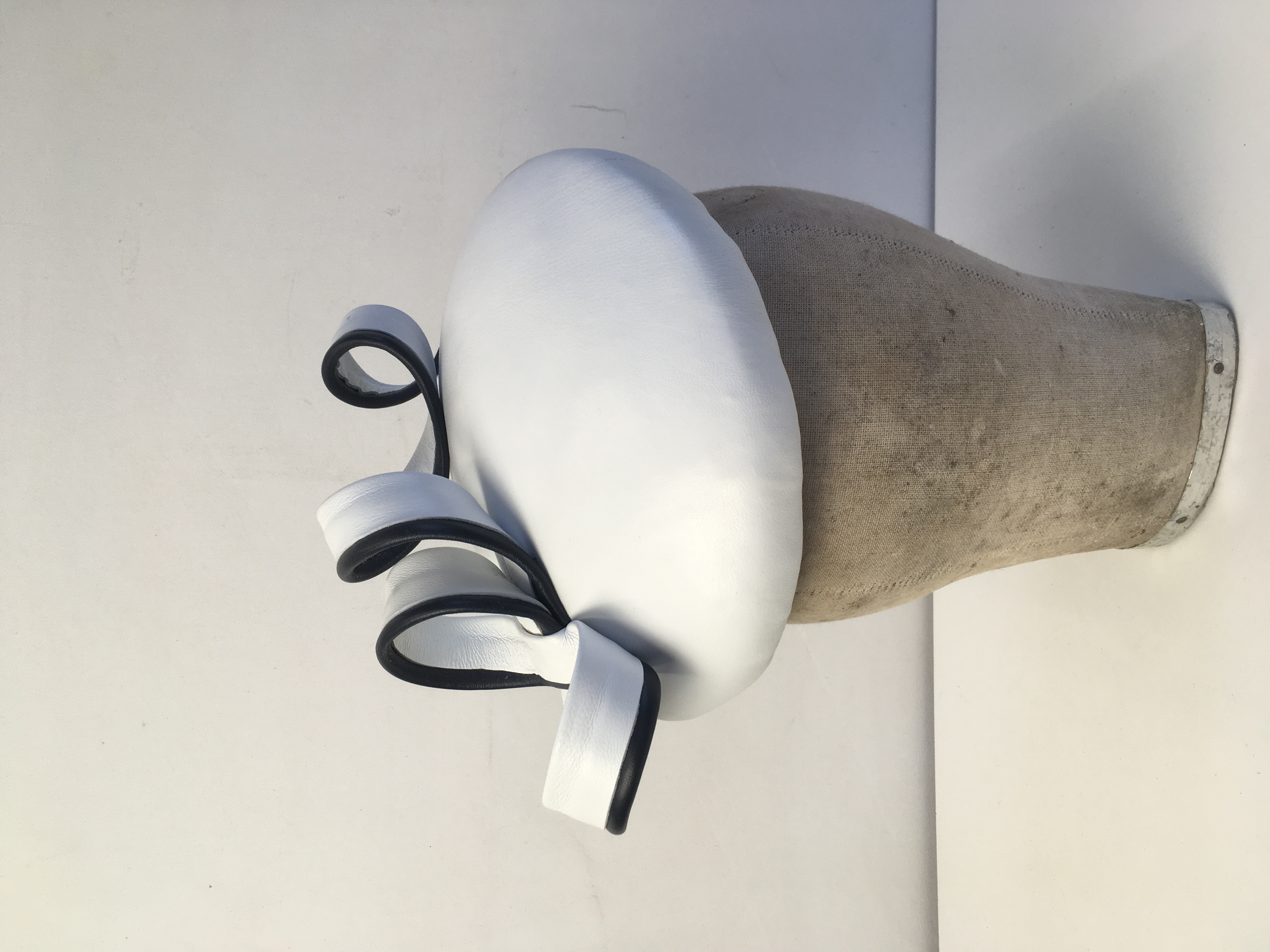 White Navy Leather beret