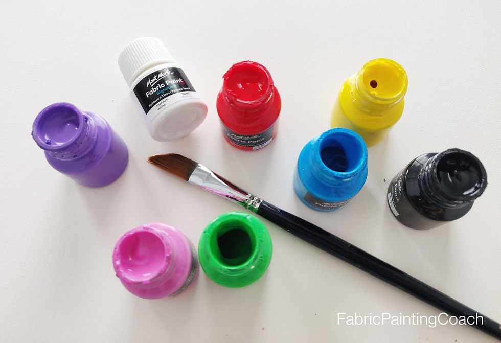 Open jars of Mont Marte fabric paint set of 8