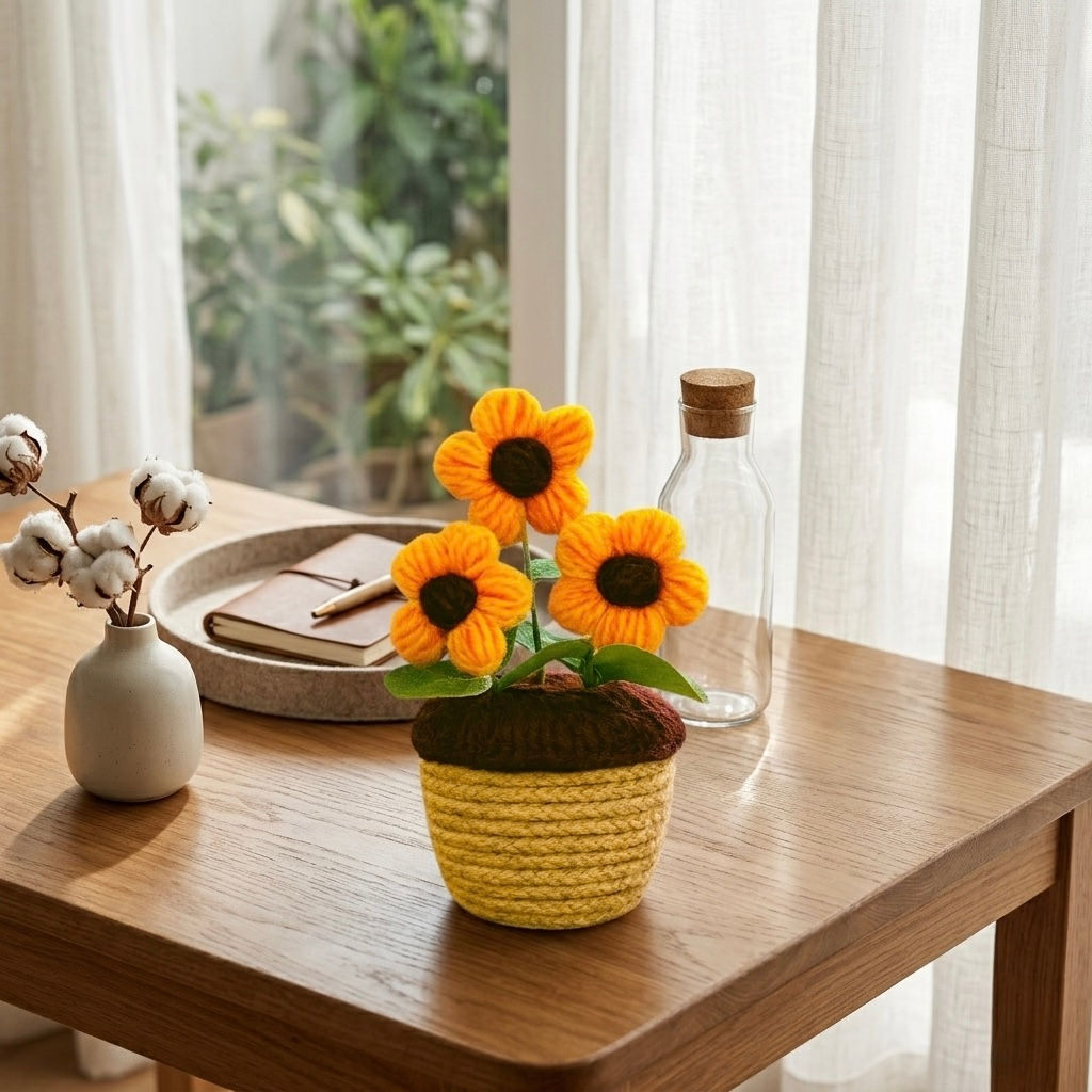 Daisy Brown Pot with Threaded Pot