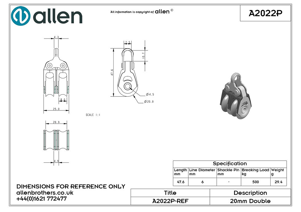 Miniatura: 20MM PLAIN BEARING DOUBLE BLOCK