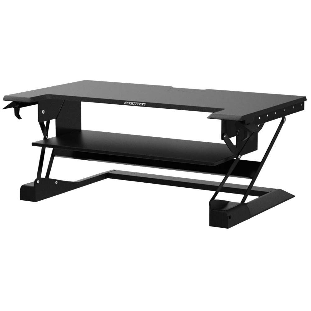 WorkFit-TL, Standing Desk Workstation (Black with Grey Surface)