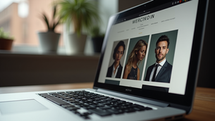 low angle photo shows the website in portfolio page