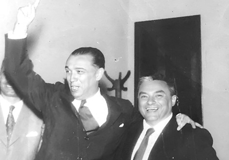 Santino Gomes de Matos e Juscelino Kubitscheck, então Presidente da República, em visita a Uberaba (1956)