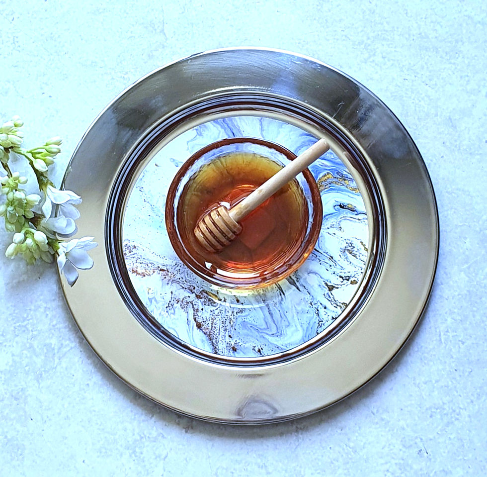 Thumbnail: Small Silver Tray & Honey Dish