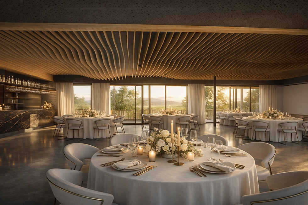 Modern banquet hall in Event Location South Tyrol with mountain views
