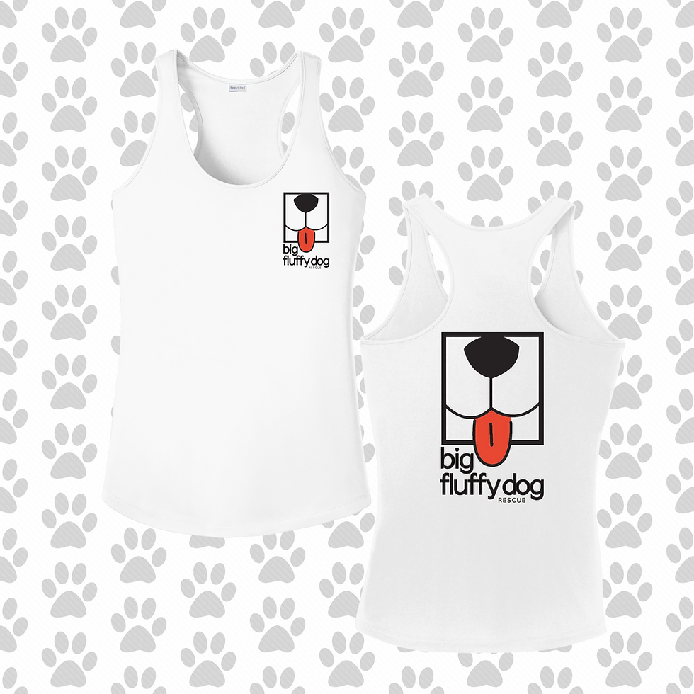 Thumbnail: (Adult-Women's) Big Fluffy Dog Rescue PosiCharge® Racerback Tank