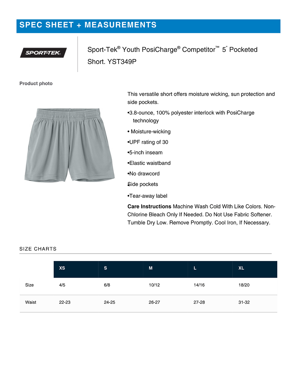 Thumbnail: (Youth-Unisex) Sport-Tek® [EFA] PosiCharge Pocketed Short/YST349P