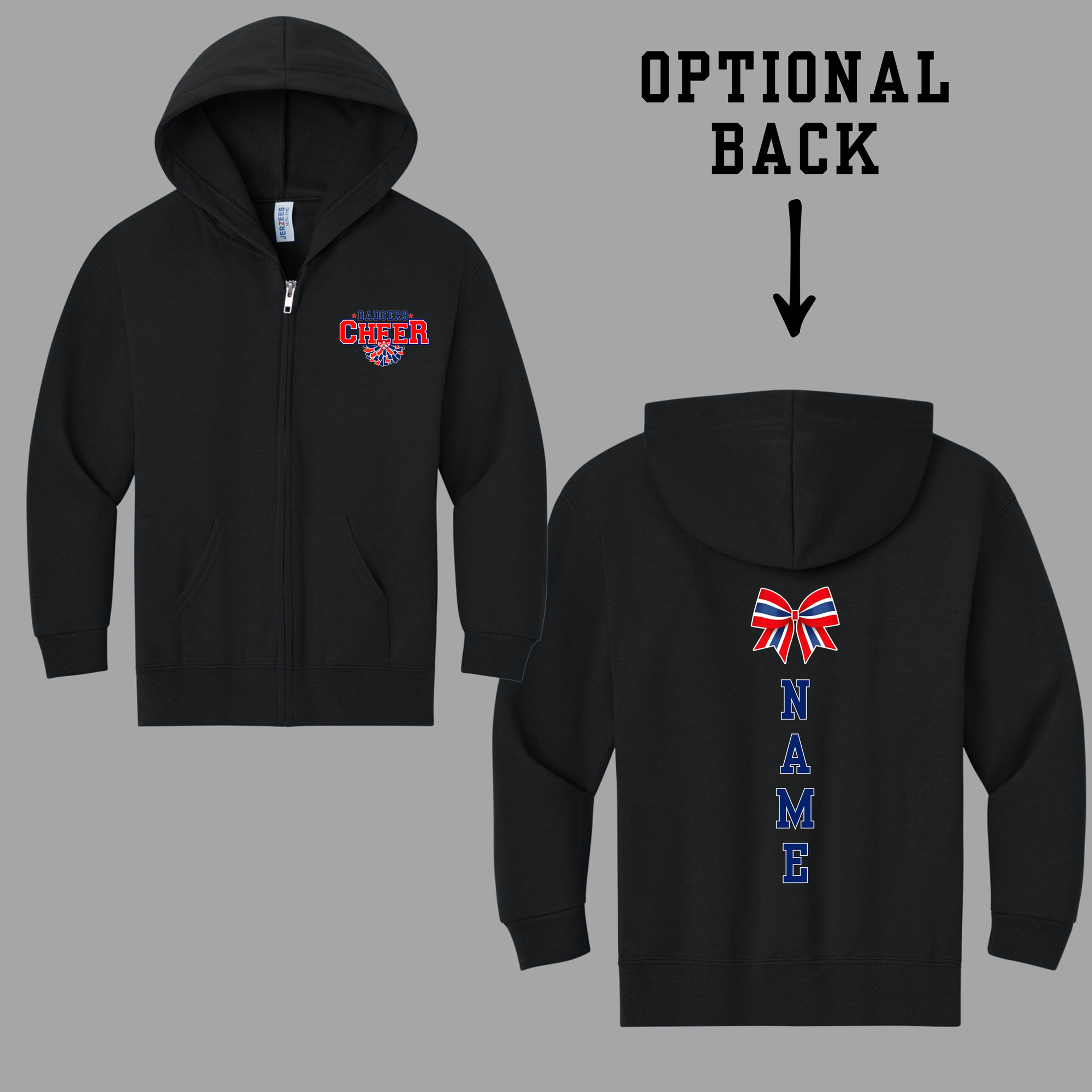 (Youth & Adult-Unisex) Jerzees® [Badgers Cheer Classic] Full Zip Hoodie