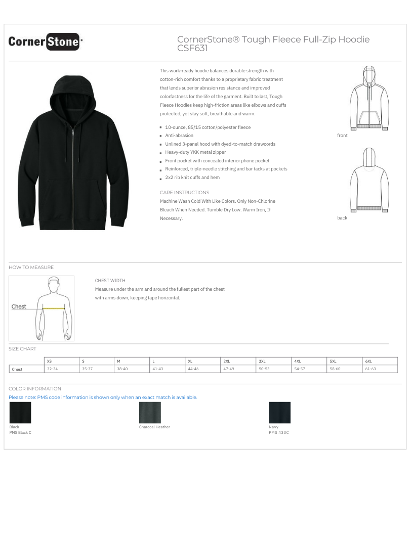 Thumbnail: (Adult) Add your Logo-CornerStone® Tough Fleece Full-Zip Hoodie