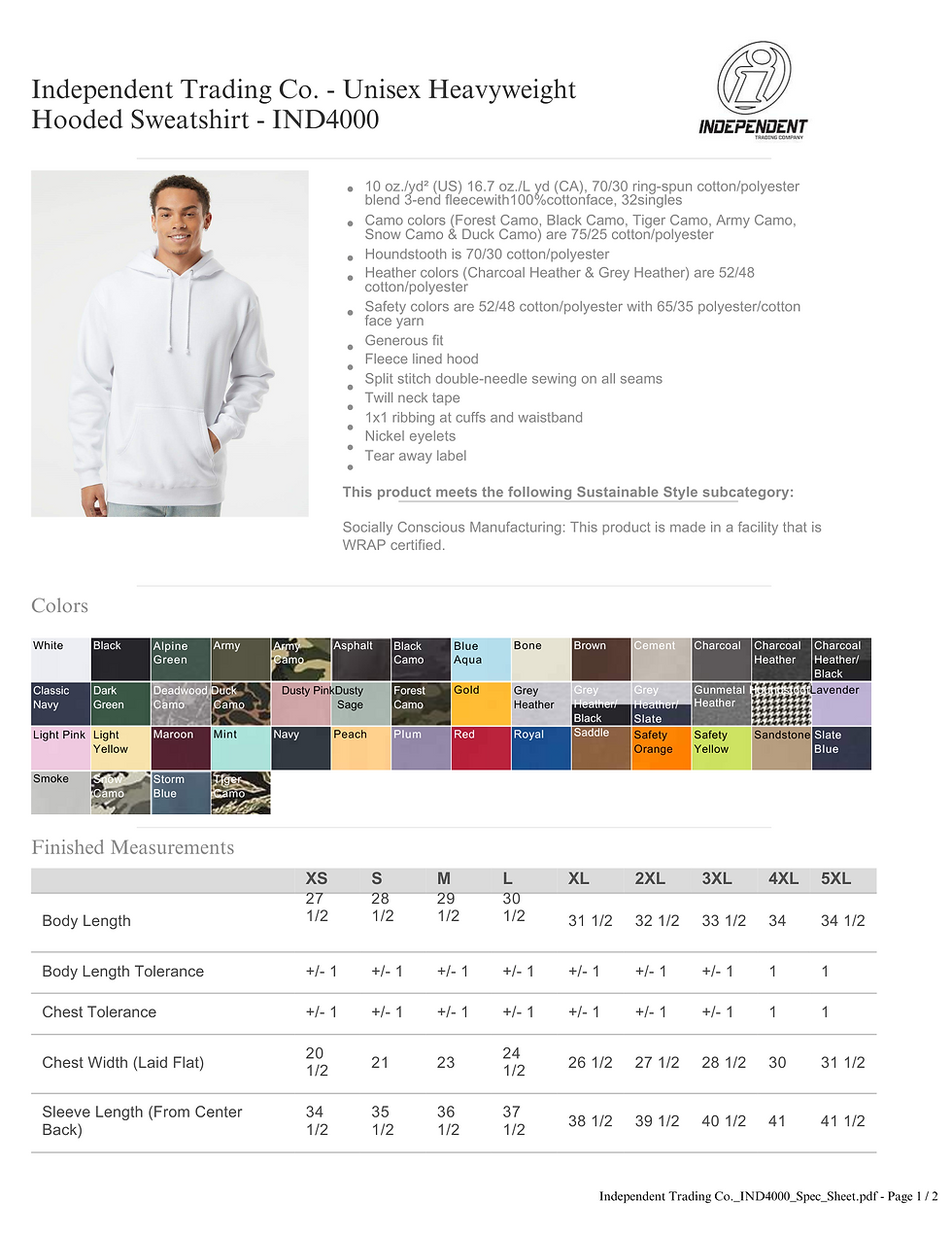 Thumbnail: (Adult-Unisex) Independent Trading STBC Pullover Hoodie
