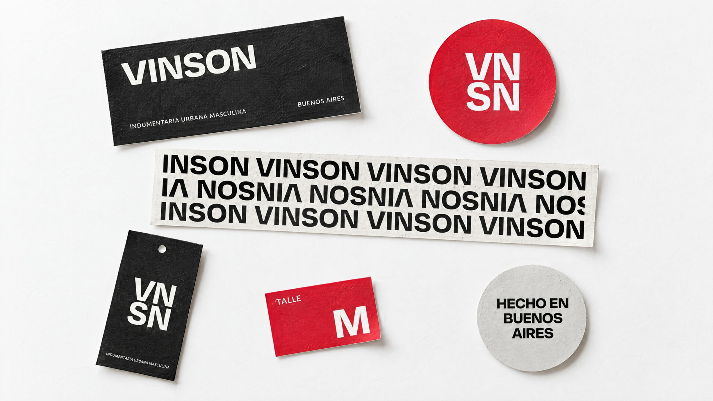 Vinson, stickers and labels